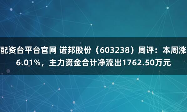 配资台平台官网 诺邦股份（603238）周评：本周涨6.01%，主力资金合计净流出1762.50万元
