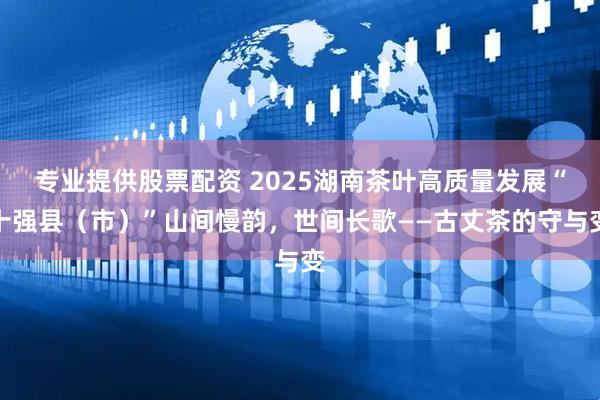 专业提供股票配资 2025湖南茶叶高质量发展“十强县（市）”山间慢韵，世间长歌——古丈茶的守与变